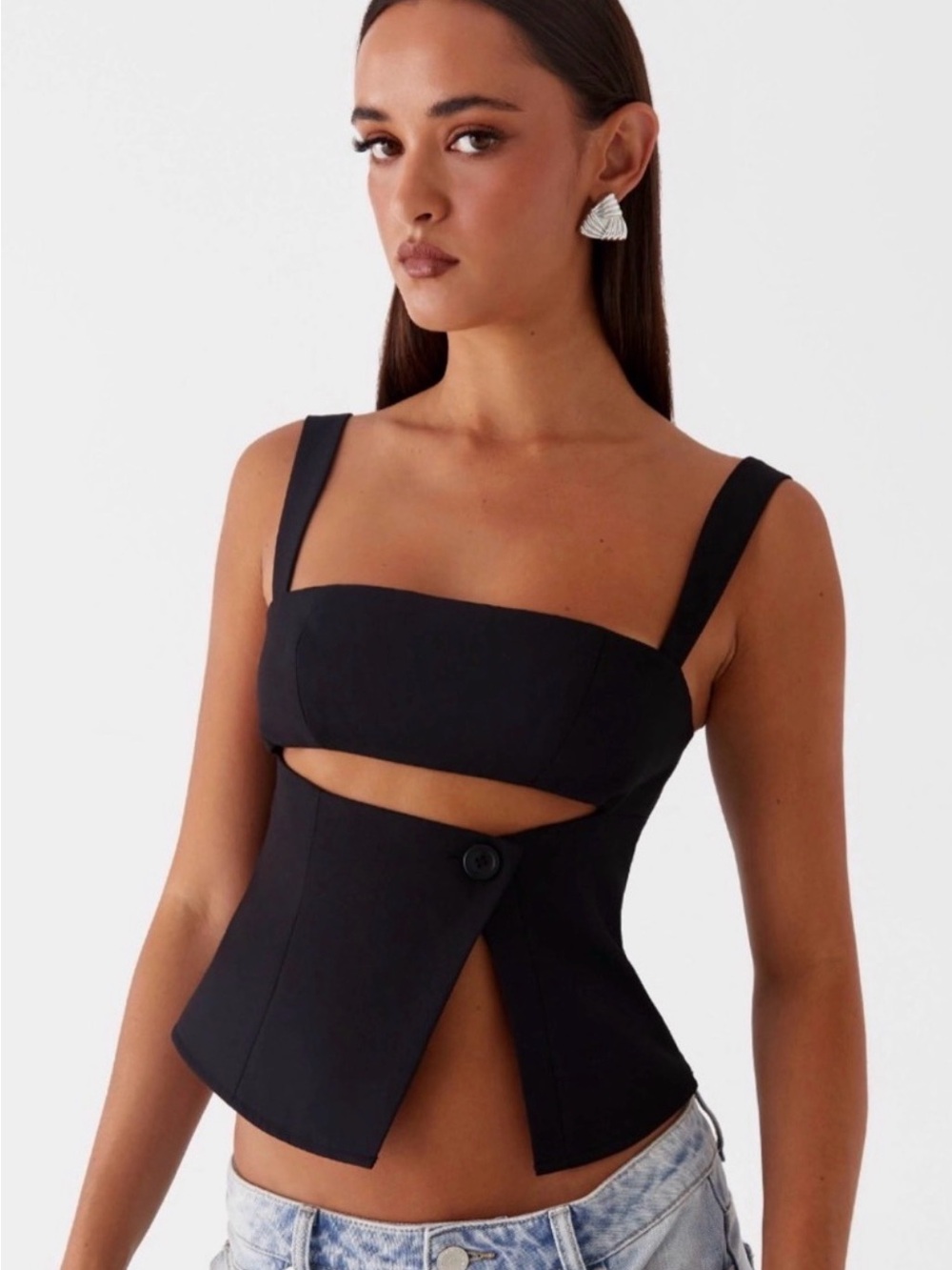 Peppermayo Pia Black Cutout Top, size S, in like-new condition